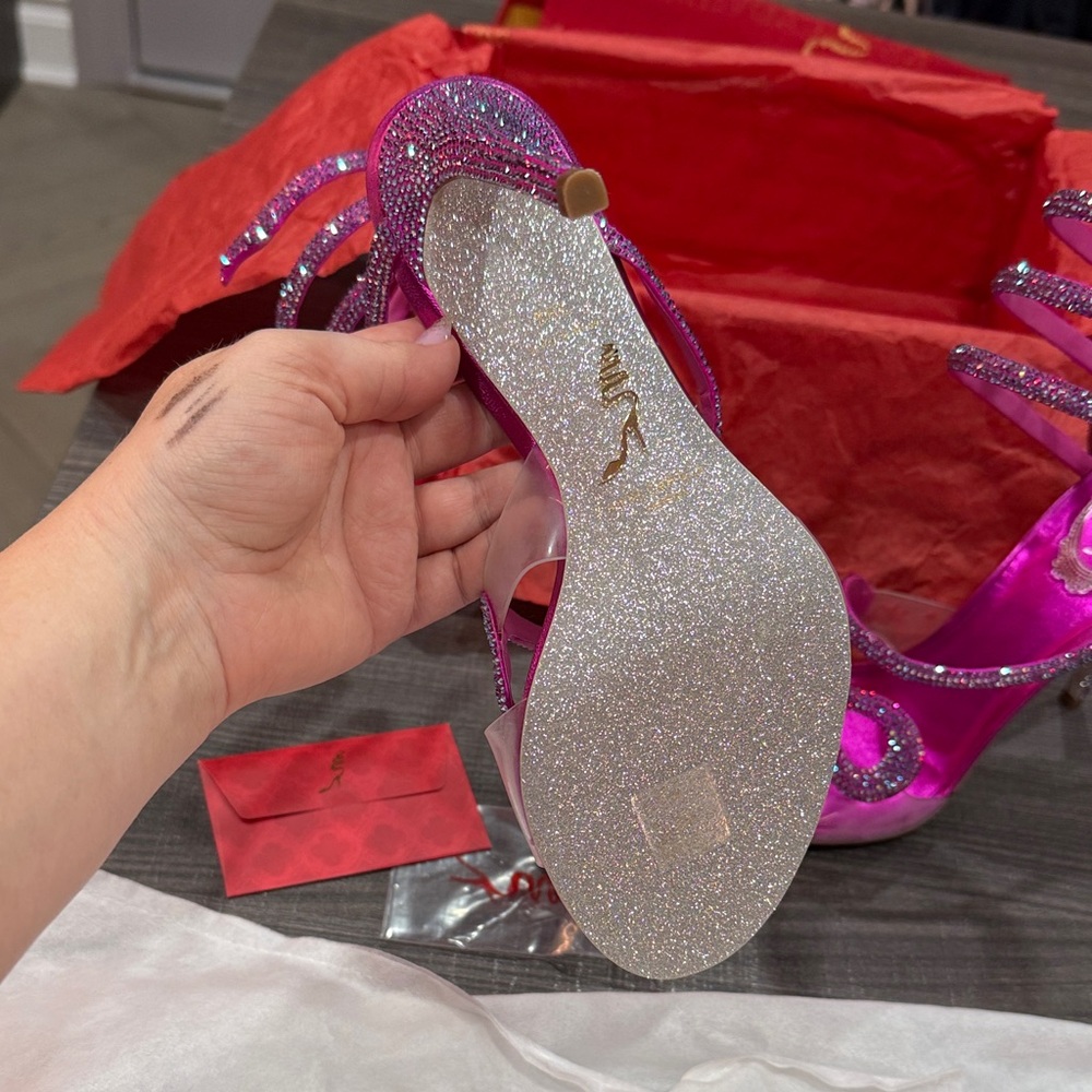Rene Caovilla Pink Crystal Embellished Heels (new) - Picture 8 of 17